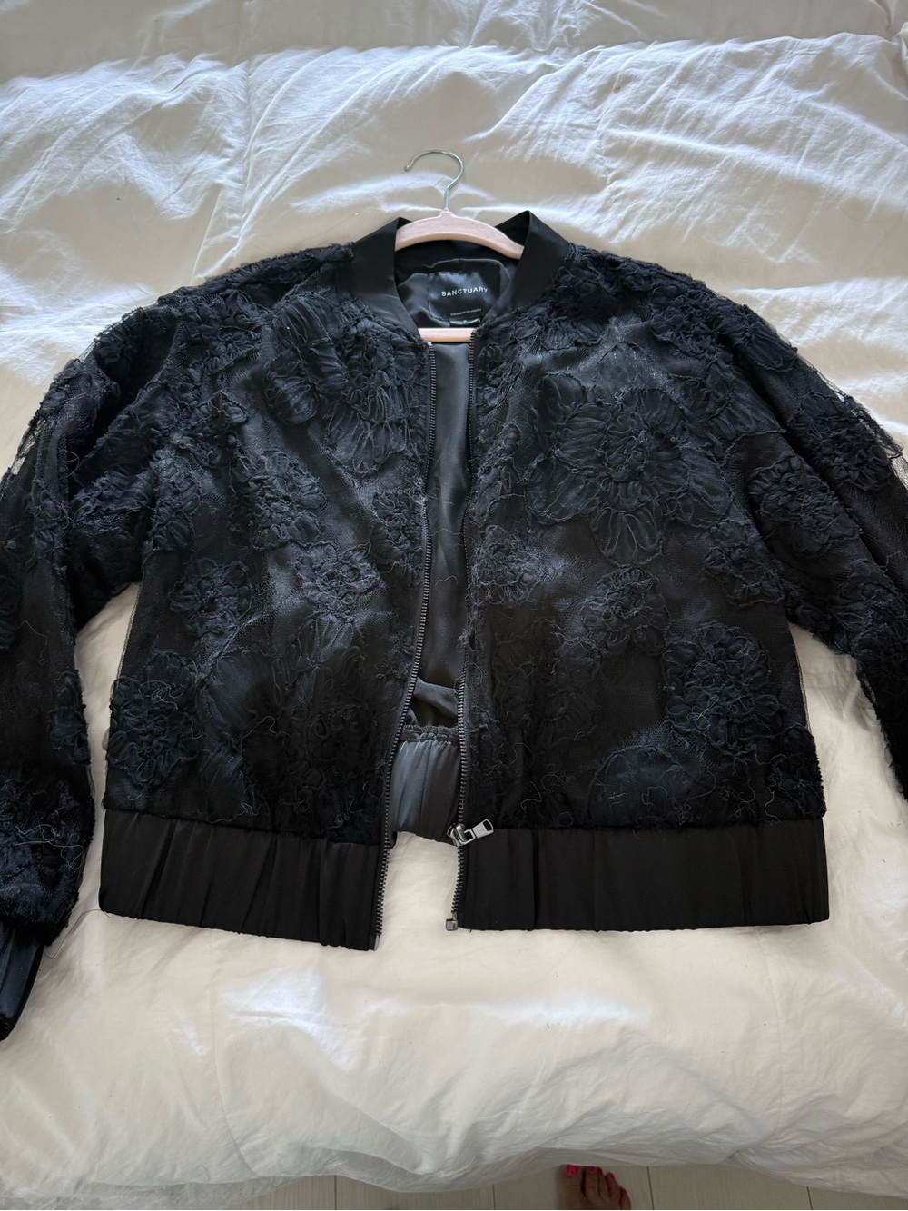 Sanctuary Black Lace Bomber